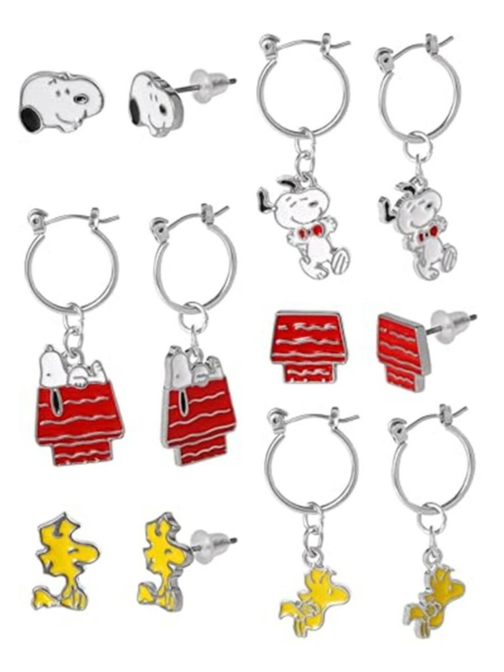 Peanuts Woodstock and Snoopy Earrings Pack of 6 Pairs Official